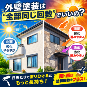 日当たり別塗装で長持ち！