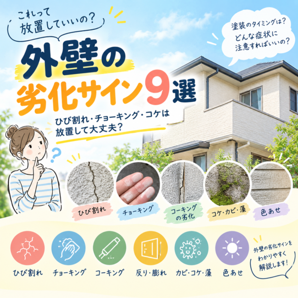 外壁の劣化サイン9選|これ大丈夫?にお答えします!