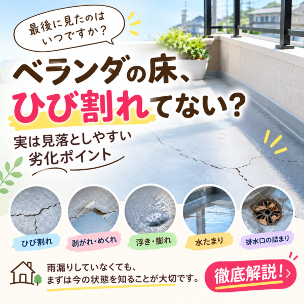 ベランダの床、実は見落としやすい劣化ポイント🏠